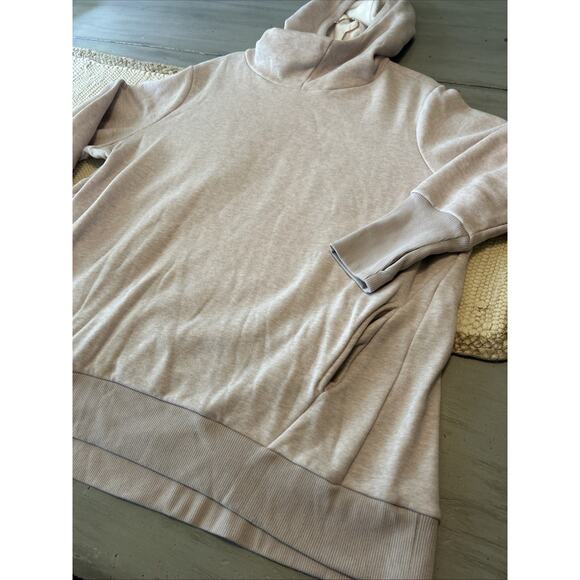 Fabletics Zaylee Fleece Pink Taupe Funnel Neck Hoodie Sz 1X Long Line Neutral - Picture 4 of 8
